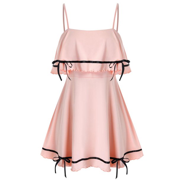 Más el tamaño del Bowknot del volante superposición túnica del Cami Rosegal Camisetas sin mangas de talla grande