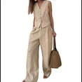 thumbnail image 1 of Conjuntos de 2 Piezas para Mujer: Chaleco de , Conjuntos Casuales Elegantes, Pantalones de Pierna , Trajes Caqui L, 1 of 10