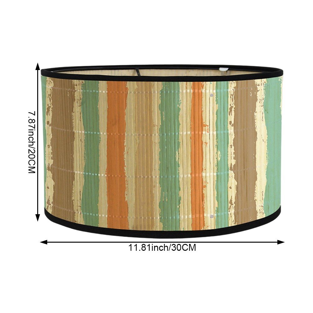 Bamboo Lamp Shade, Vintage Drum Lampshade Chandelier Lamp Cover Replacement Light Accessory for Pendant Floor Light