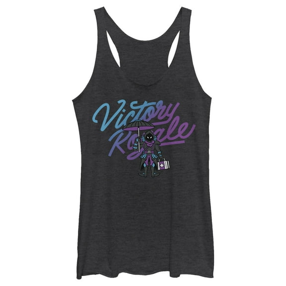 Women's Fortnite Victory Royale Raven Float On Racerback Tank Top Black Heather X Small