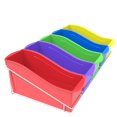 thumbnail image 1 of Storex Large Book Bins, Set of 5, Metal Shelf Rack Included, Assorted Colors, 1 of 1