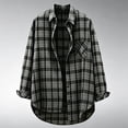thumbnail image 6 of AKOEE Button Down Plaid Shirts for Women Lightweight Jacket Long Sleeve Collared Blouses Casual Spring Fall, Black 2XL, 6 of 6