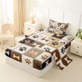 thumbnail image 2 of Homewish Paw Bone Plaid Twin Sheets,Retro Pet Dog Theme Bedding,Brown,3pcs,1 Fitted Sheet and 1 Pillowcase, 2 of 6