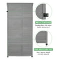 thumbnail image 2 of 68''x33''x20'' Outdoor Wooden Storage Shed with Metal Top Tall Vertical Tool Cabinet for Backyard Garden Patio Lawn (Grey), 2 of 8
