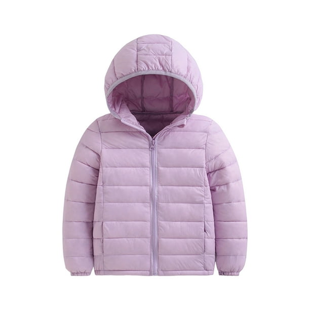 Gibobby Chamarra niñaAbrigo para niños Chaqueta de invierno niñas con capucha Soild Ropa para niños pequeños Chaqueta cálida a de viento para niñas(Morado, 3-4 Años)