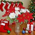 thumbnail image 5 of 2 Pack Artificial Poinsettia Rose Bushes,Faux Red White Poinsettia Roses Floral Stems for Indoor Outdoor Christmas Tree Ornament Home Porch Decorations, 5 of 9