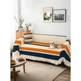 thumbnail image 3 of Orange Blue Stripe Couch Cover for Dogs, Minimalist Farmhouse Stripes Washable Sofa Covers Slipcover for Pets Dogs Futon Cover, Couch Recliner Covers, Oversized Chair Slipcover 71"x91", 3 of 9