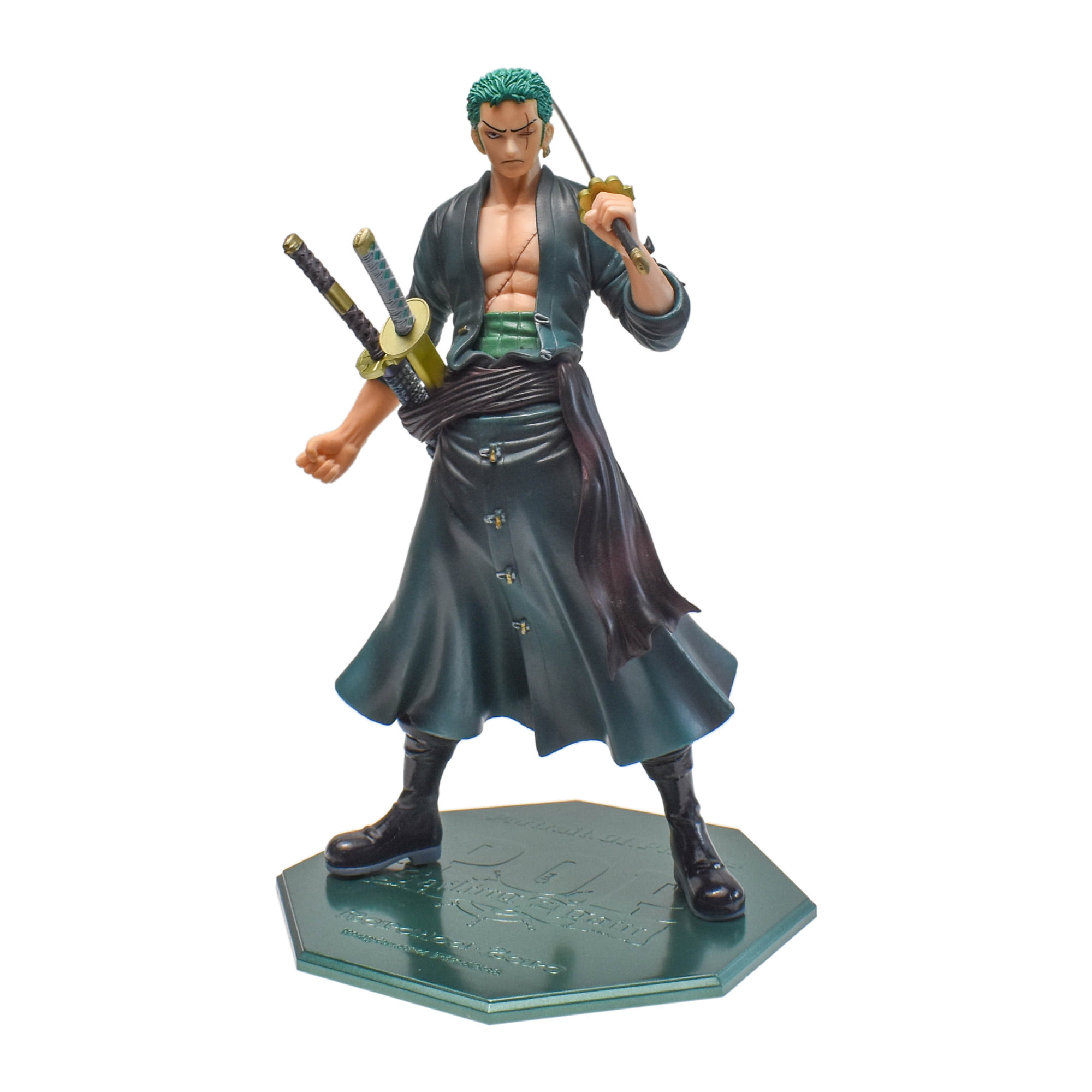 QWEIAS One Piece Roronoa Zoro Action Figure Anime Statues Action Character Model Toy Dolls Desktop Decorations Collectibles Home Car Dashboard Gift Games Cool Green-18CM