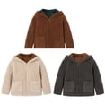 thumbnail image 2 of Toddler Boys Girls Fleece Hoody Jacket Thick Baby Long Sleeve Zip Up Bear Ears Hoodie Coat Infant Kids Fall Winter Warm Outwear Solid Color 1-5T, 2 of 5