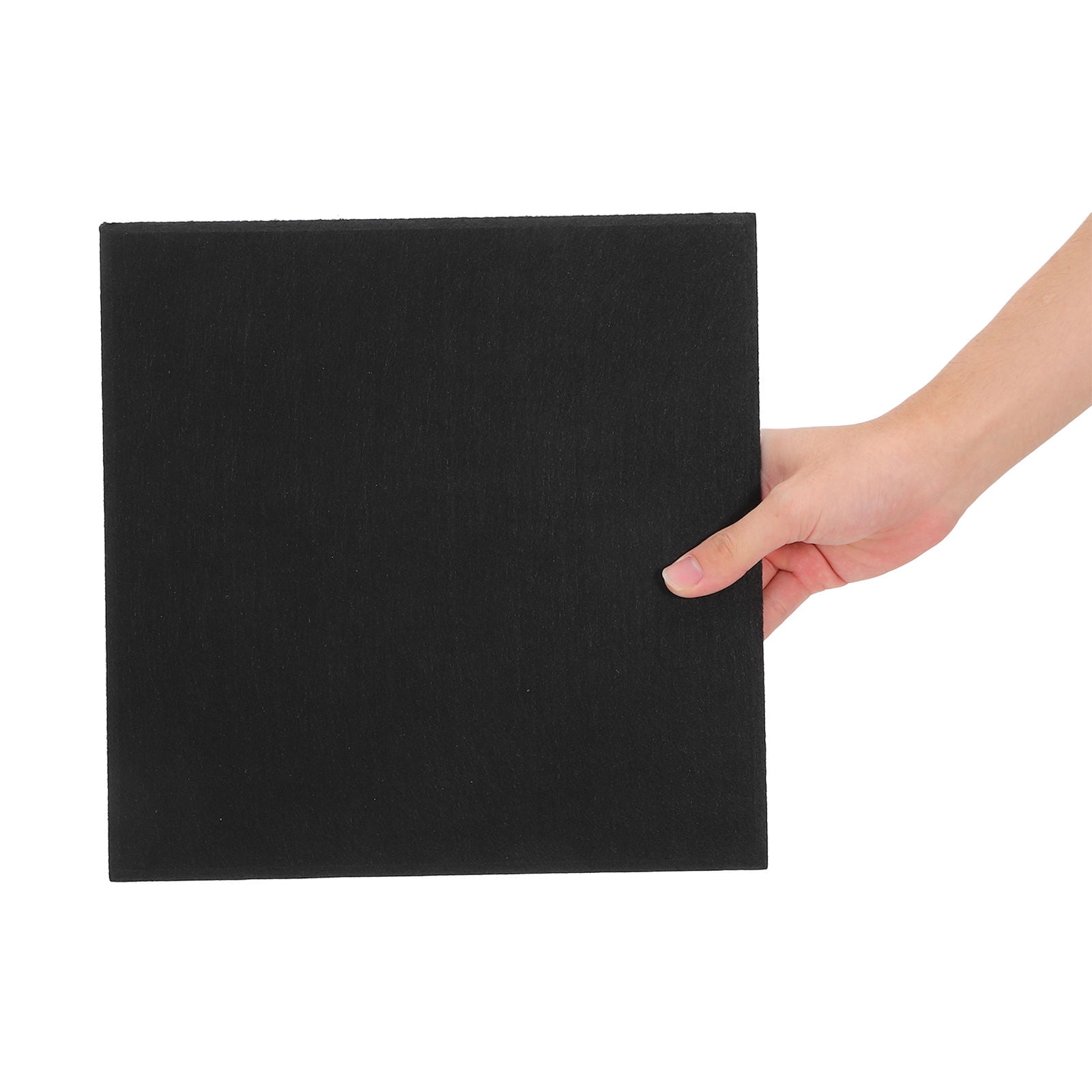 Hytrove Black Acoustic Wall Panels Self-Adhesive 12pcs Polyester Flat Grid Design for Home Theater Soundproofing