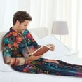 thumbnail image 6 of Lsque Bohemian Colorful Flower Woman Pattern Long Sleeve Pajama Set for Men - Soft 2-Piece Sleepwear and Loungewear Set with Pockets, Comfy Nightwear-Large, 6 of 7