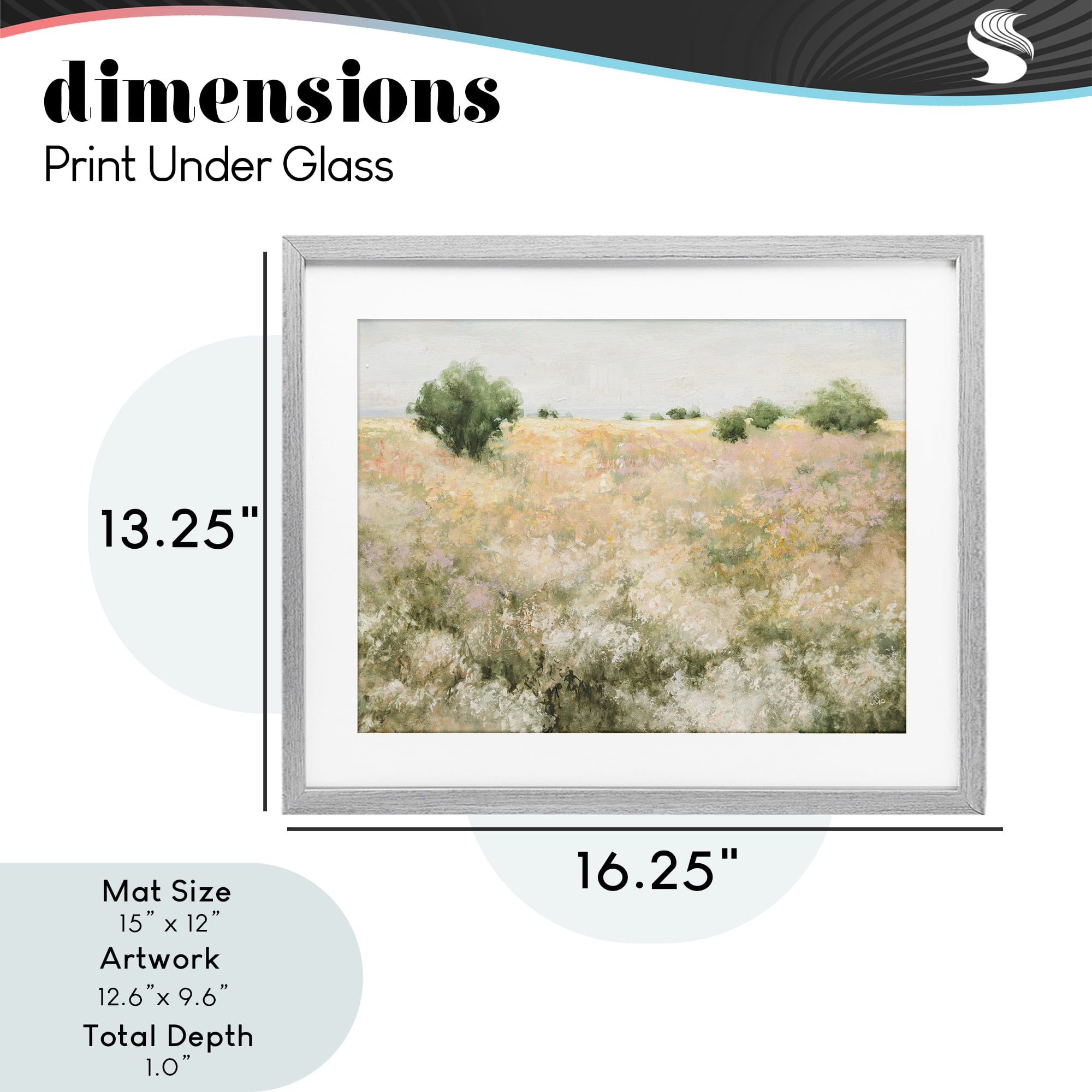 Stupell Industries Pastoral Freedom Field Gray Framed Print Under Glass, design by Julia Purinton