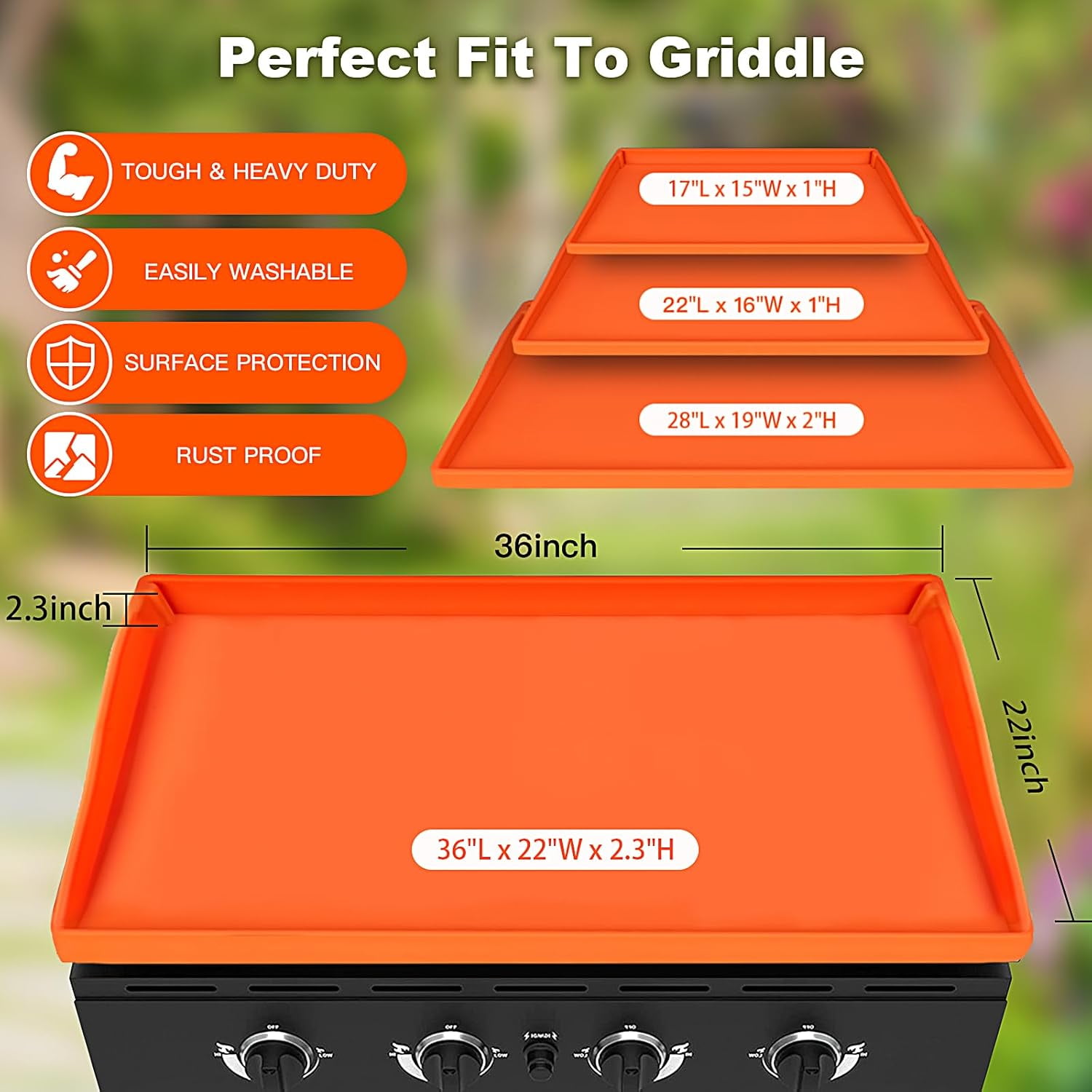 Griddle Cover for Blackstone, Upgraded Full-Edge 36 Inch BBQ Grill Cover Griddle Mat, Blackstone Cover Accessories, Protect Griddle from Rust, Rodents, Insects, Debris