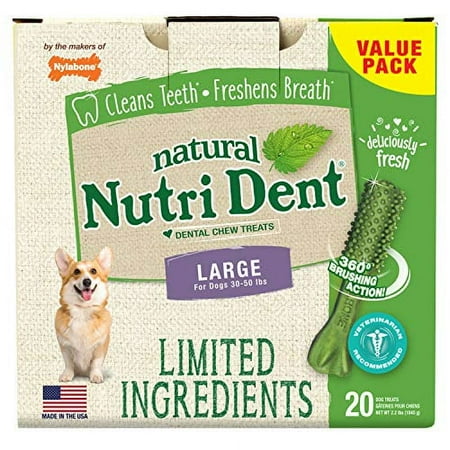 UPC: 0018214842743 | Nylabone Nutri Dent Limited Ingredient Dental Chews Fresh Breath Large 20 count