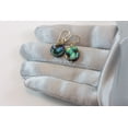 thumbnail image 2 of Abalone Earrings Mother of Pearl Paua Shell Peacock Blue Green Small Dainty Round MOP Drops 14k Gold Filled Spyglass Designs, 2 of 3