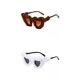 thumbnail image 1 of 2x De Sol De Felpa Suave De Sol Para Marrón + Marrón+Blanco Zulema Gafas de sol en forma de corazón, 1 of 8