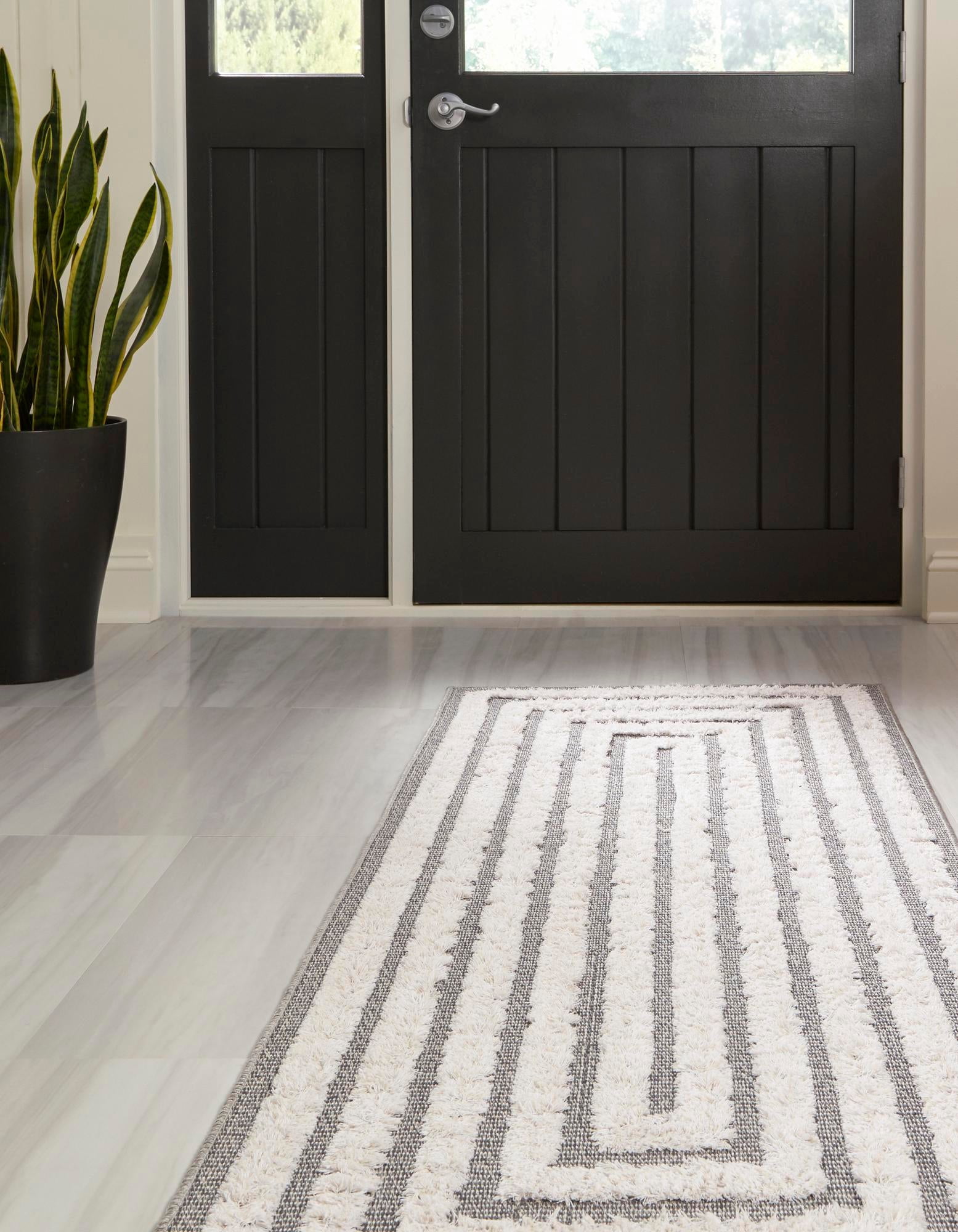 Sabrina Soto Casa Collection Area Rug - Toluca (2' 3" x 8' Runner Anthracite Gray/Ivory)
