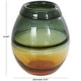 thumbnail image 3 of DecMode 11" Handmade Ombre Green Glass Vase with Yellow Base, 3 of 9
