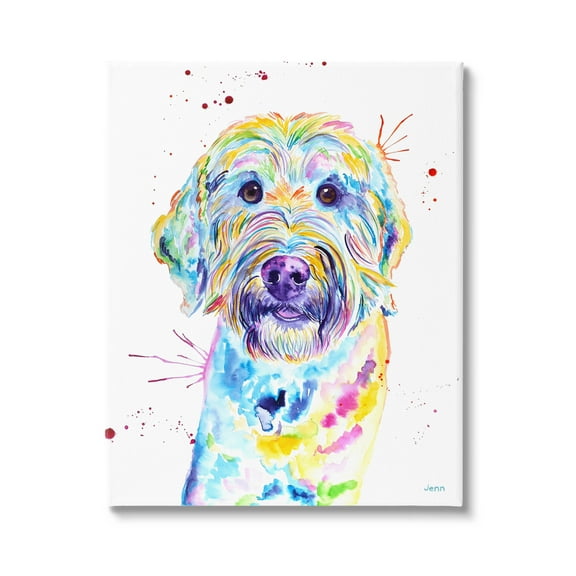 Vivid Goldendoodle Dog Pet Animals & Insects Graphic Art Gallery Wrapped Canvas Print Wall Art