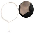 thumbnail image 2 of Women Necklace Adjustable Simple Leaves Fake Pearl Pendant Necklace, 2 of 10