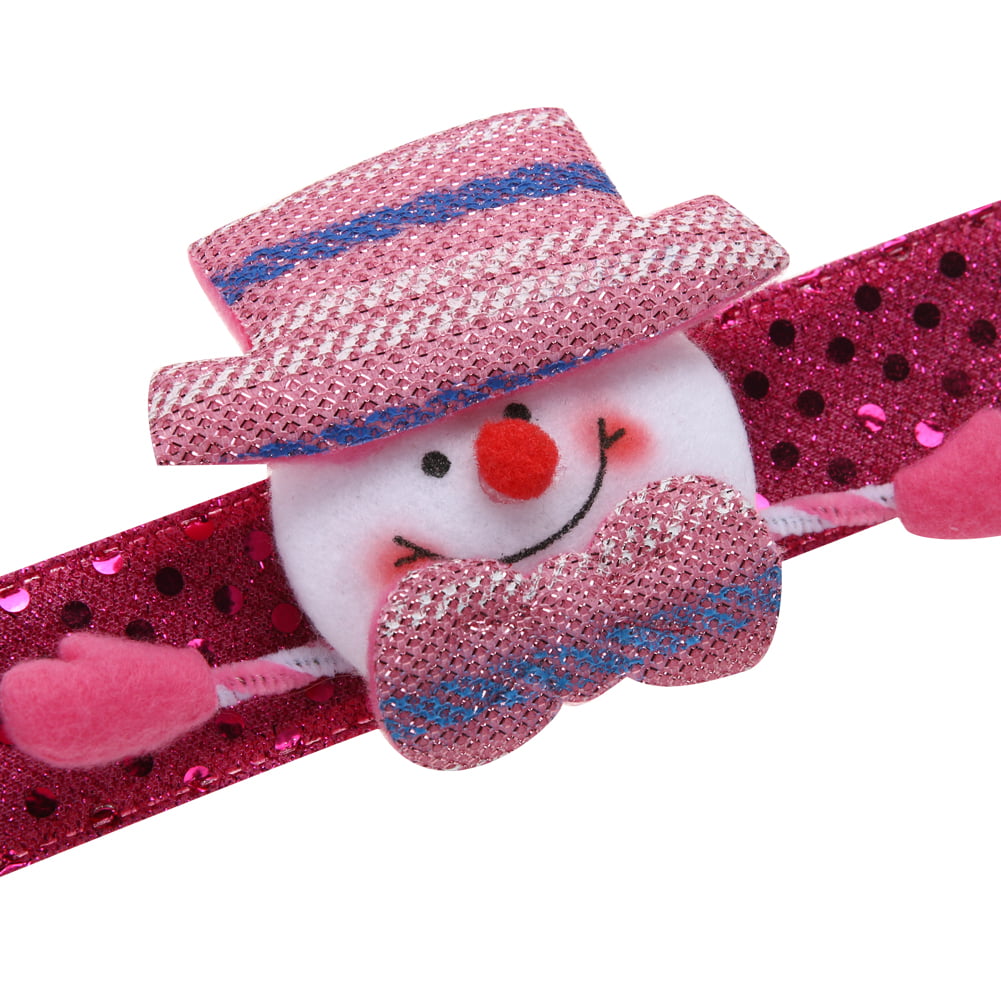 LED Light Glow Christmas Toy Snowman Slap Circle Bracelet Wrist Band Decor 