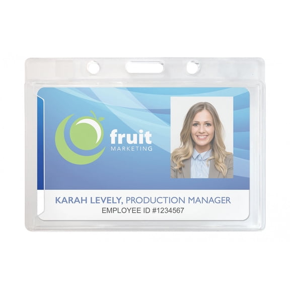Pack of 10 - ID Badge Holders Hard Plastic Card Holder Horizontal with Thumb Slots by OnDepot