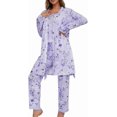 thumbnail image 6 of ZANKLEY Womens Pajamas Set 3 Piece Floral Butterfly Print Cami Top Long Pants Robe Sleepwear Loungewear Comfort, 6 of 9
