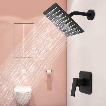 Shower Faucet Set Black Bathroom Rain Shower System Shower Trim Kit with Valve