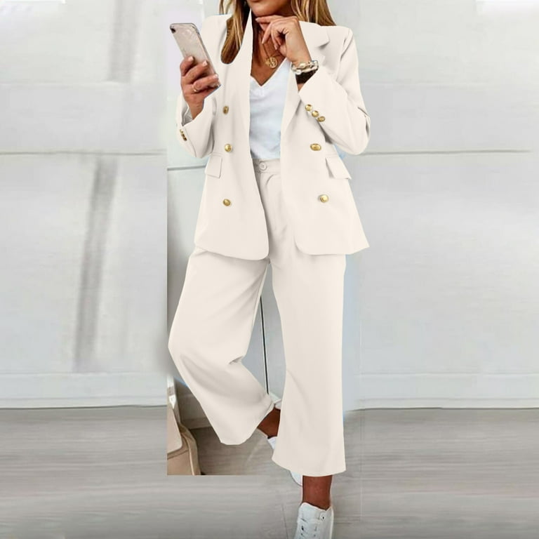 Petite white pants suit hotsell