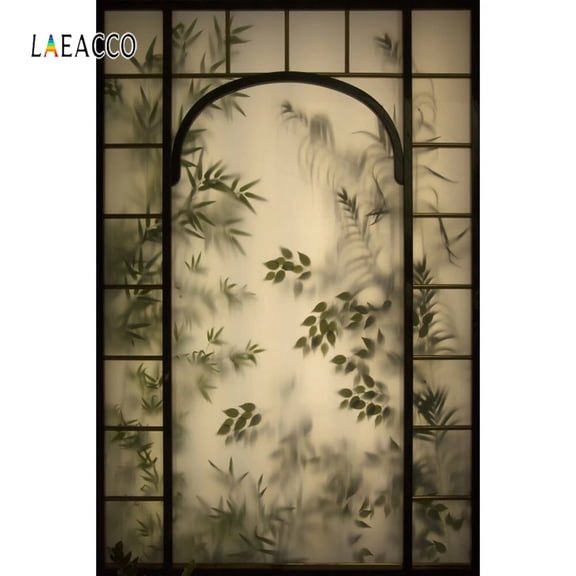 Laeacco Chinese Style House Window Bamboos Grass Baby Kids Portrait Photography Backdrops Photo Backgrounds For Photo Studio