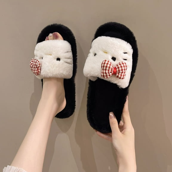 Kitty Plush Slippers Women's Cute Plush Home Shoes Warm and Comfortable Birthday Valentine's Day Gift, 36-37