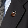 thumbnail image 2 of Chrome Metal Flaming Skull Metal Rectangle Lapel Hat Pin Tie Tack Pinback, 2 of 4