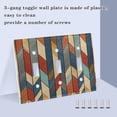 thumbnail image 3 of Yayeee Toggle Light Switch Wall Plate 2-Gang 4.56"x4.48" Decorative Outlet Cover, Beige Geometric, 3 of 7