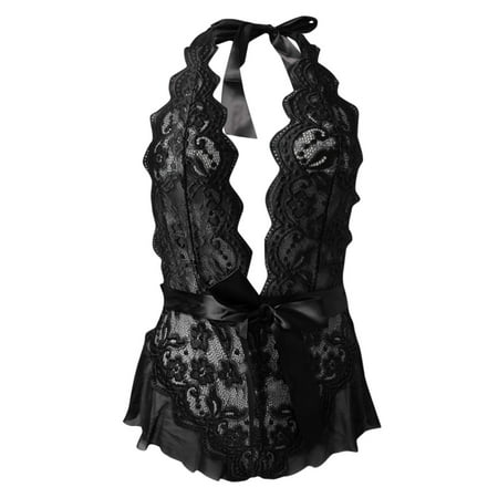 

Aayomet Lingerie For Women Plus Size Women Lace Teddy Lingerie One Piece Sexy Strappy Bodysuit Naughty Babydoll Black XXL