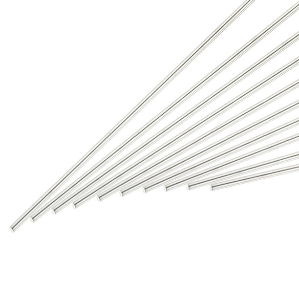 Varilla redonda de acero inoxidable de 2mm x 300mm, barra sólida de metal para bricolaje, modelo de avión 10pcs