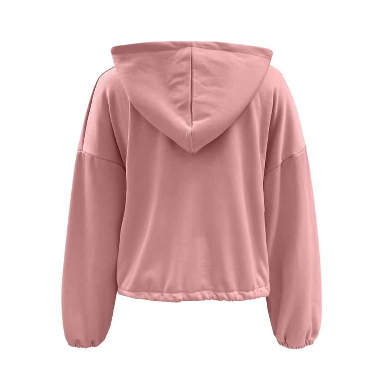 Pink Jackets Daznico Pullover Workout Sleeve Up for Womens Women Long Hooded XL Casual Hoodie Pullover Zip