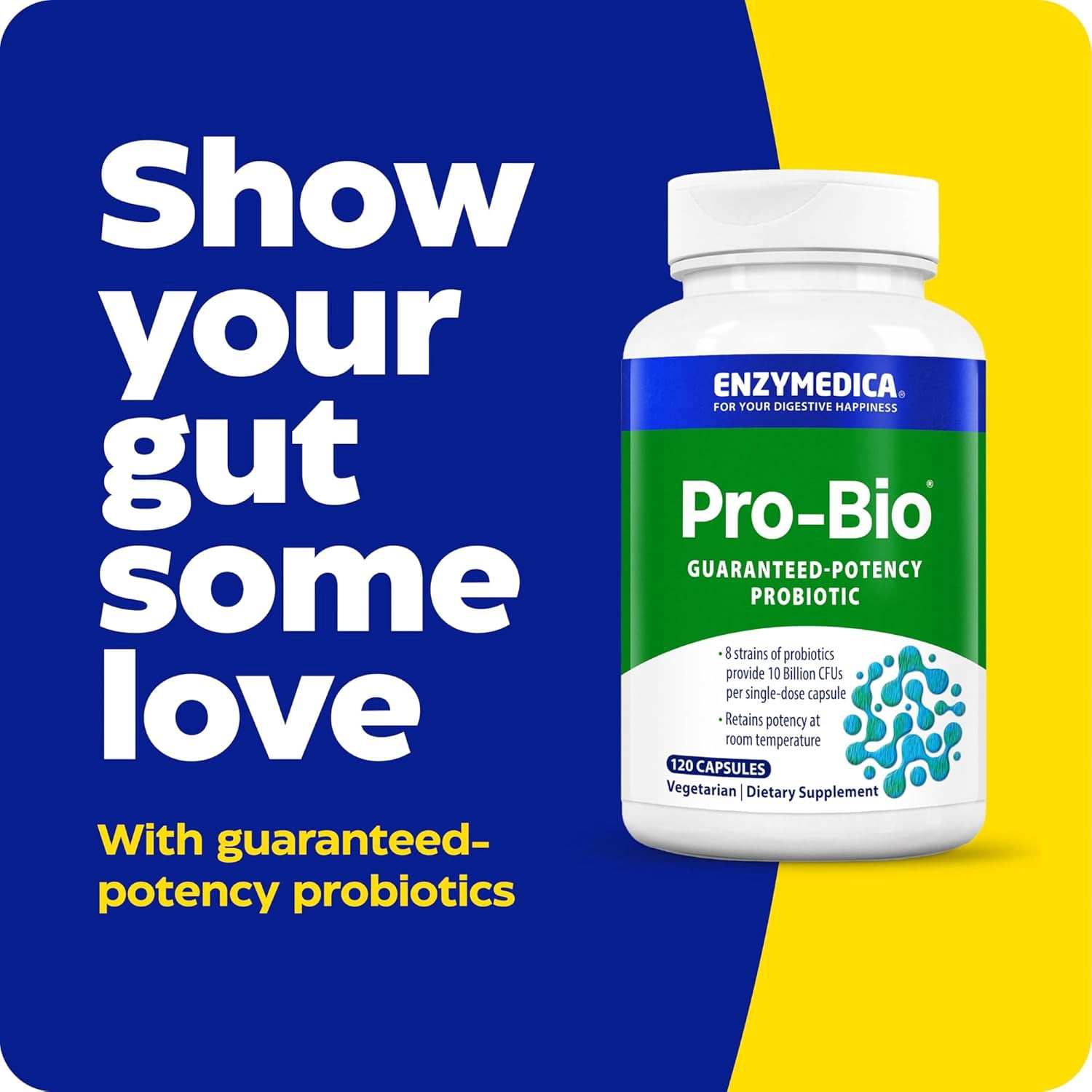 Enzymedica Pro-Bio, Guaranteed Potency Digestive Probiotic Blend,  Shelf Stable, 120 Capsules