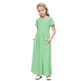 thumbnail image 1 of Swstbby Liquidation d'Économies d'Été 2025! Robe d'Été pour Filles, Robe à Rayures à Manches Courtes Extensible avec Poches pour Tout-Petits et Filles, Robe Longue Évasée Vert Menthe 13-14 Ans, 1 of 5