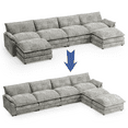 thumbnail image 2 of Homall U-Shape 4 Seat Cloud Couch Sectional Sofa with chaise lounge Convertible Sofa Set for Living Room, Gray, 2 of 7