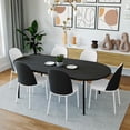 thumbnail image 2 of LeisureMod Tule 7-Piece Dining Set with 6 Upholstered Seat Dining Chairs in White Steel Frame and 71" Oval Dining Table with MDF Tabletop (Black/White), 2 of 19