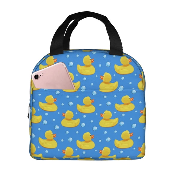 Kdxio Cute Yellow Rubber Ducks Print Insulated Lunch Bag,Reusable Tote Lunch Box for Women Men,Leakproof Cooler Lunch Bags for Work Office Travel Picnic
