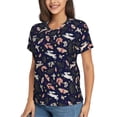 thumbnail image 2 of Xecao Retro Rabbit Flower for Women's V-Neck T-Shirts-Elegant Half-Sleeve Tops Perfect for Summer-Large, 2 of 5