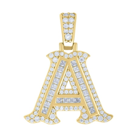 Yellow Gold Plated Princess Moissanite Block Letter A Initial Pendant 1.01 CT