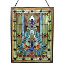 CHLOE Tiffany-glass Victorian Window Panel 18x24