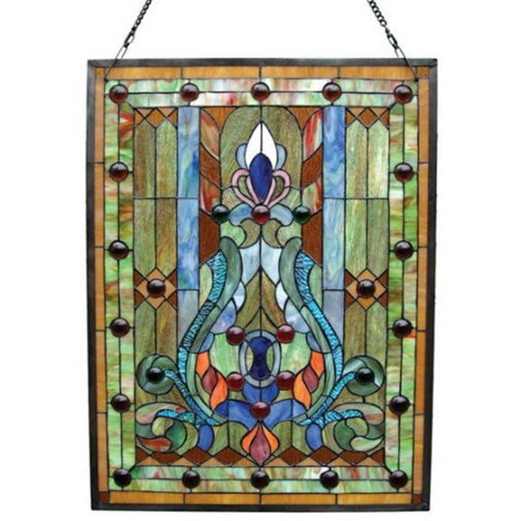 CHLOE Tiffany-glass Victorian Window Panel 18x24