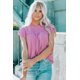 thumbnail image 3 of ABPHQTO Top de mujer con volantes en el cuello y mangas escalonadas moradas, 3 of 5