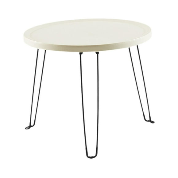 Luzkey Folded Round Table Trendy Tatami Side Table for Picnic Travel Outdoor Sports White