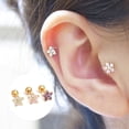 thumbnail image 1 of Pendientes piercing, pendientes flor pequeña, pendientes acero inoxidable doble cara con rosca, 1 of 5