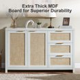 thumbnail image 2 of OAKHAM Rattan Sideboard Buffet, 3 Drawer Storage Cabinet for Living Room, Entryway, Pale Oak, 2 of 6