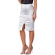 thumbnail image 4 of Falda Midi Bodycon Brillante de Cintura Alta con Abertura Frontal para Fiesta INSPIRE CHIC Talla XS Plata, 4 of 6